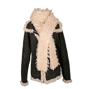 VTG Handmade Ecuador Looped Fringe Sweater Jacket S-M